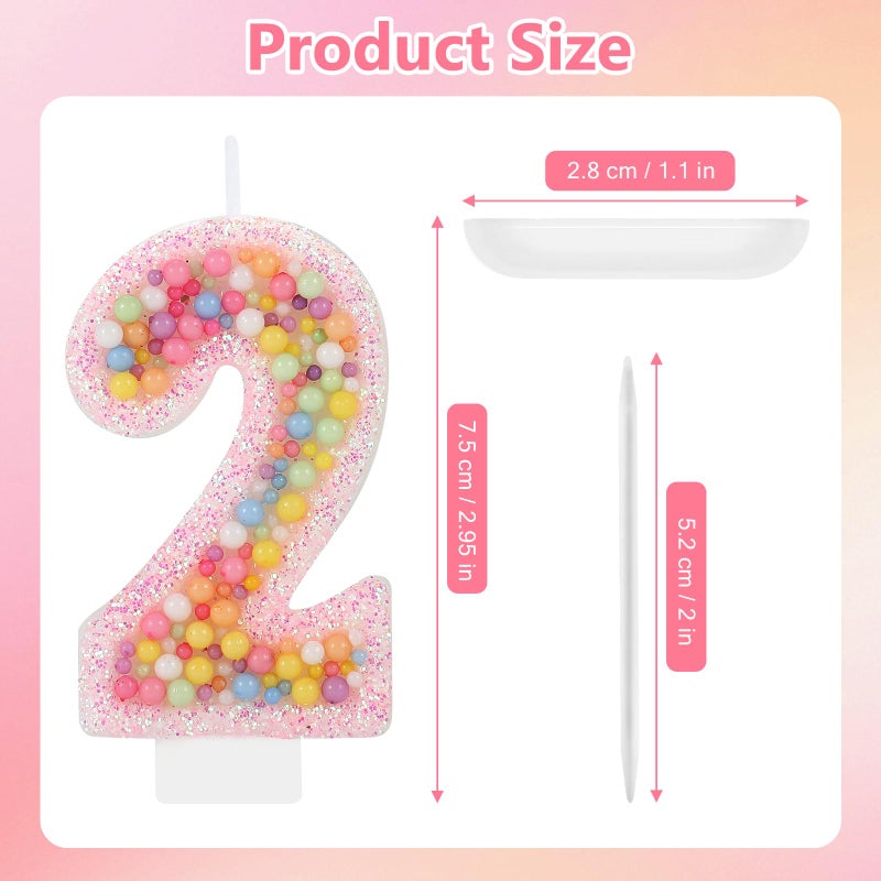 IDIJOLI Pastel Macaron 2nd Birthday Candle Sweet Pink Number 2 Candle Cake Topper Cupcake Decorations for Girls and Women Party Decor Anniversary Celebrations Supplies - Image 3