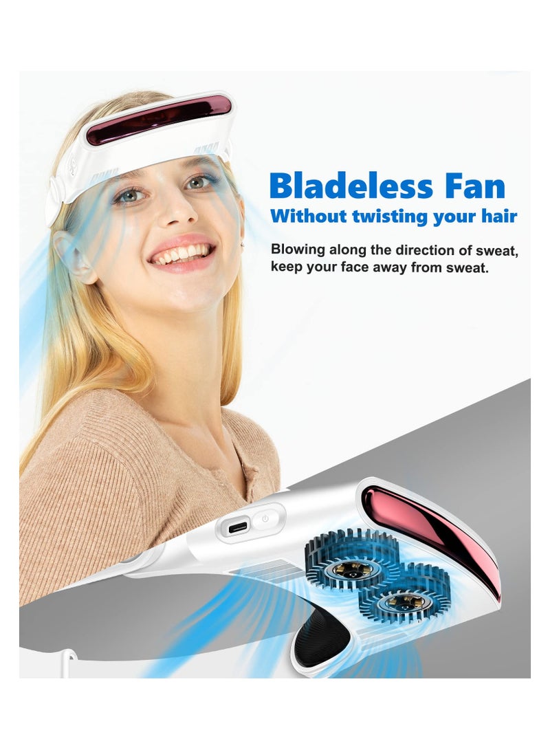 SYOSI Personal Fans Sun Hat with Bladeless Fan, Hands Free Headband Fan Cap Rechargeable USB Fan Sun Visor Bladeless Fan Headwear Cooling Fan Cap for Women Men Cycling Fishing Hiking Camping Sports - Image 3