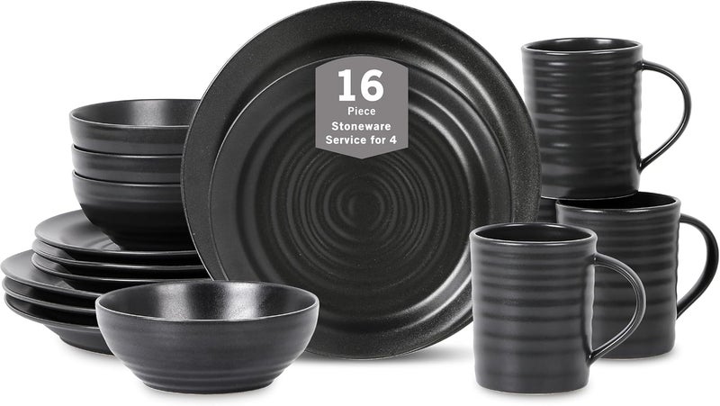 Stone Lain Orbit 16Piece Dinnerware Set Stoneware Charcoal - Image 1