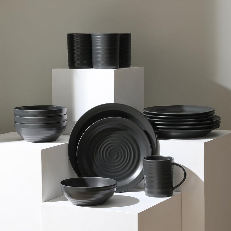 Stone Lain Orbit 16Piece Dinnerware Set Stoneware Charcoal - Image 2