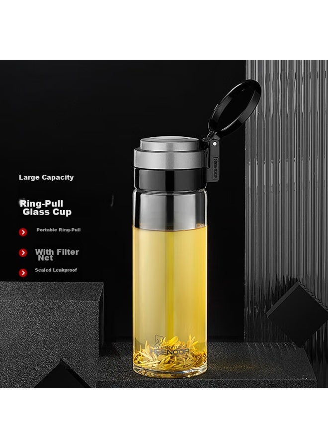 Heenoor Xino Single-layer Glass Cup, Large Capacity, Portable, With Handle, Sports Water Bottle For Men, Filtered Tea Cup, Xn-9076, 695ml - Image 1