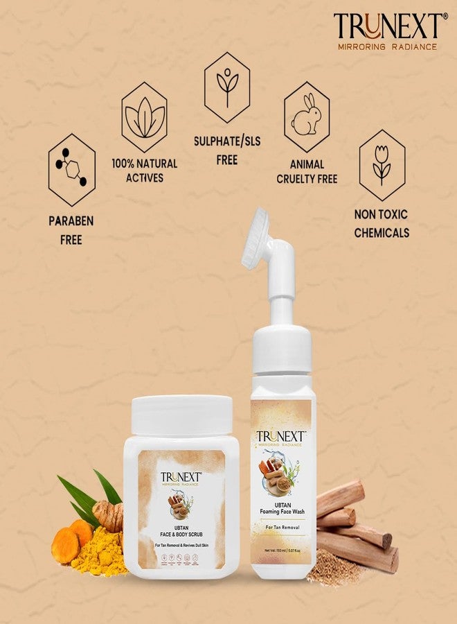 TRUNEXT Ubtan Face & Body Scrub For Women & Men Exfoliation And Dead Skin Removal 200ml, Ubtan Foaming Facewash Facewash For Oily Skin Women Skin Care 150ml (Combo Pack Of 2) - Image 5
