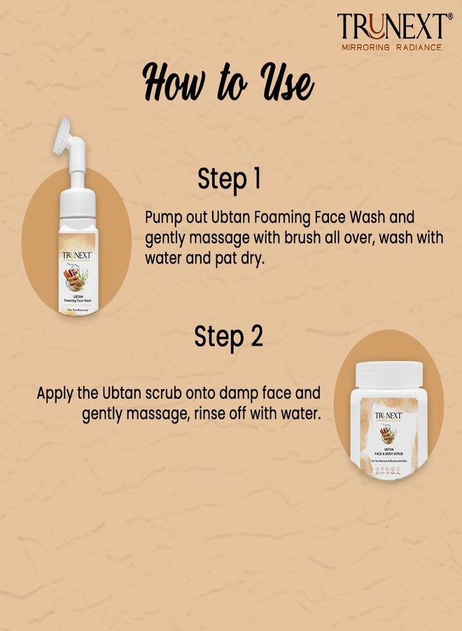TRUNEXT Ubtan Face & Body Scrub For Women & Men Exfoliation And Dead Skin Removal 200ml, Ubtan Foaming Facewash Facewash For Oily Skin Women Skin Care 150ml (Combo Pack Of 2) - Image 3