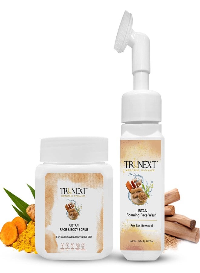 TRUNEXT Ubtan Face & Body Scrub For Women & Men Exfoliation And Dead Skin Removal 200ml, Ubtan Foaming Facewash Facewash For Oily Skin Women Skin Care 150ml (Combo Pack Of 2) - Image 1