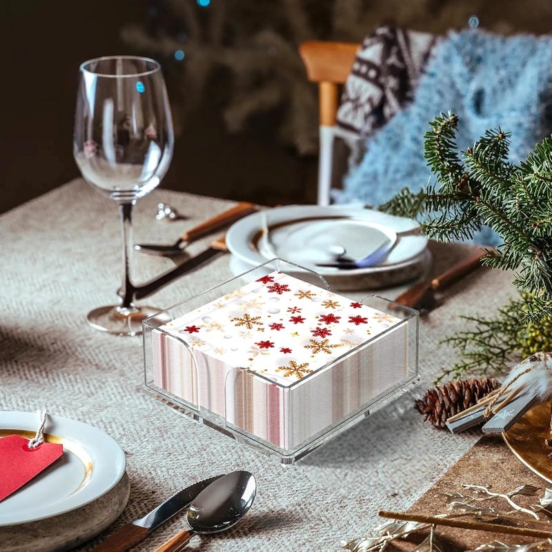 PITBVO Napkin Holder, 2 PCS Clear Acrylic Guest Towel Holder for Table, Luncheon Napkin Paper Towel Tray, Buffet Napkin Dispenser Cocktail Napkin Caddy for Home Bathroom Kitchen Bar (Square 6.5"+7.5" Set) - Image 2