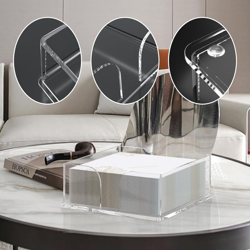 PITBVO Napkin Holder, 2 PCS Clear Acrylic Guest Towel Holder for Table, Luncheon Napkin Paper Towel Tray, Buffet Napkin Dispenser Cocktail Napkin Caddy for Home Bathroom Kitchen Bar (Square 6.5"+7.5" Set) - Image 4