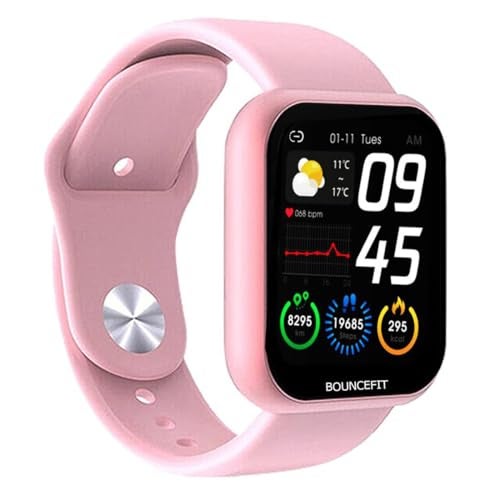 Bouncefit M I D116 Fitness Band Smart Watch for Men, Women, Boys, Girls, Kids – Single Touch Interface, Water Resistant, Workout Modes, Quick Charge Sports Smartwatch – Pink - Image 1