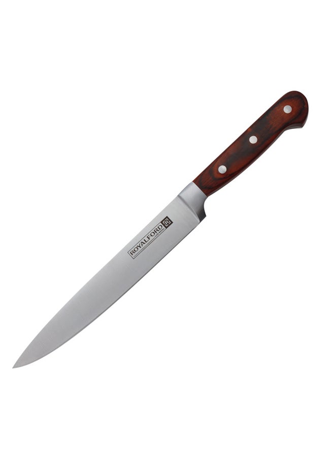 Royalford 8" Slicer Knife Premium Quality High Grade Extra Sharp Ss Blade With Strong Wooden Handle 33X3X1.8Cm Multicolor - Image 1