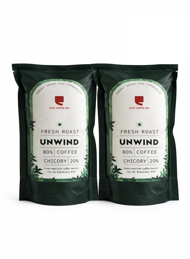 Cafe Coffee Day Unwind 80% Coffee 20% Chicory-200Gm Each(Pack Of 2) Medium To Dark Roast South Indian Filter Coffee Bag Fresh From Chikmangalur Factory - Image 1