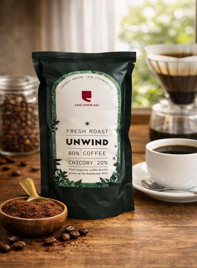 Cafe Coffee Day Unwind 80% Coffee 20% Chicory-200Gm Each(Pack Of 2) Medium To Dark Roast South Indian Filter Coffee Bag Fresh From Chikmangalur Factory - Image 2
