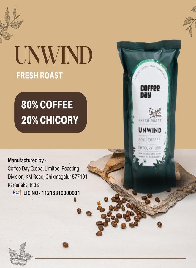 Cafe Coffee Day Unwind 80% Coffee 20% Chicory-200Gm Each(Pack Of 2) Medium To Dark Roast South Indian Filter Coffee Bag Fresh From Chikmangalur Factory - Image 4
