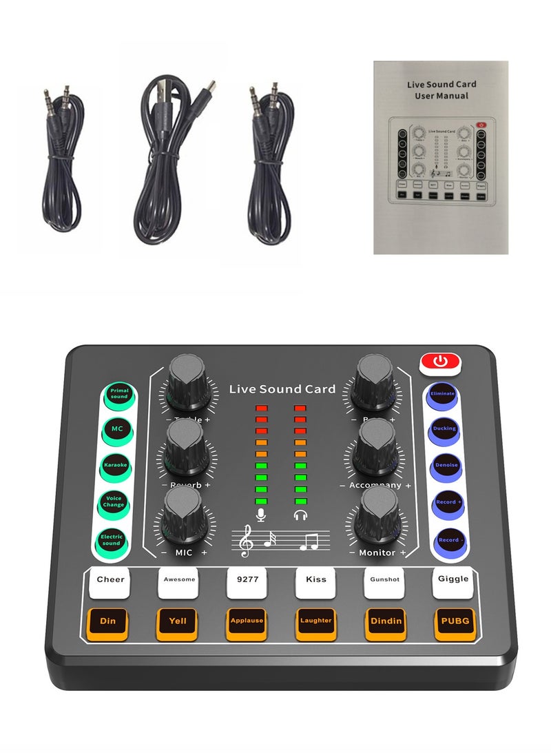 Viden - M8 Sound Card DSP Chip Twelve Ambient Sounds Four Kinds Of Sound Changes Live Broadcast DJ Mixer Music Recording Guitars TikTok Facebook YouTube USB Bluetooth - Image 1