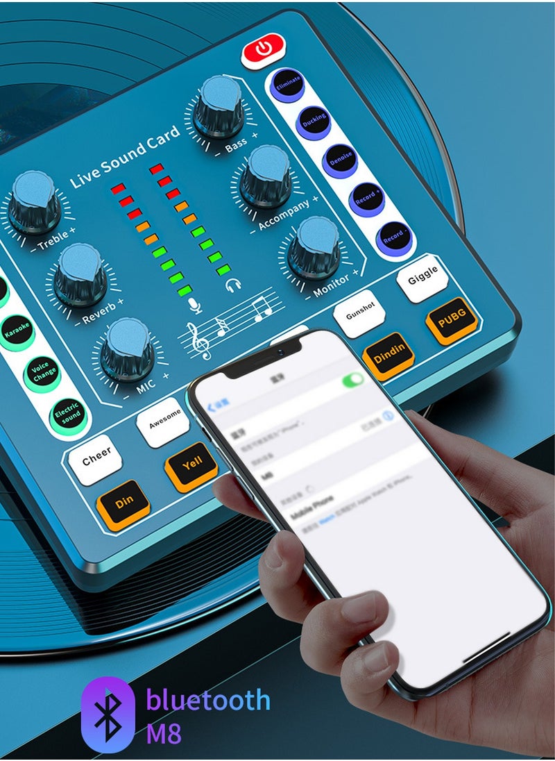 Viden - M8 Sound Card DSP Chip Twelve Ambient Sounds Four Kinds Of Sound Changes Live Broadcast DJ Mixer Music Recording Guitars TikTok Facebook YouTube USB Bluetooth - Image 1