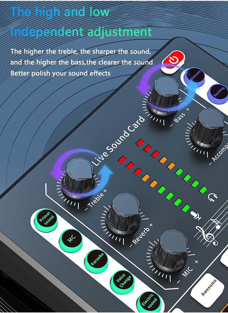 Viden - M8 Sound Card DSP Chip Twelve Ambient Sounds Four Kinds Of Sound Changes Live Broadcast DJ Mixer Music Recording Guitars TikTok Facebook YouTube USB Bluetooth - Image 1