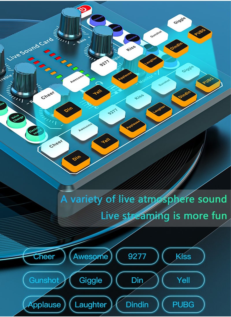 Viden - M8 Sound Card DSP Chip Twelve Ambient Sounds Four Kinds Of Sound Changes Live Broadcast DJ Mixer Music Recording Guitars TikTok Facebook YouTube USB Bluetooth - Image 1