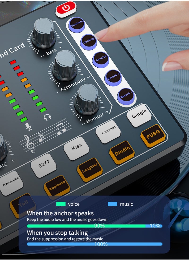 Viden - M8 Sound Card DSP Chip Twelve Ambient Sounds Four Kinds Of Sound Changes Live Broadcast DJ Mixer Music Recording Guitars TikTok Facebook YouTube USB Bluetooth - Image 1