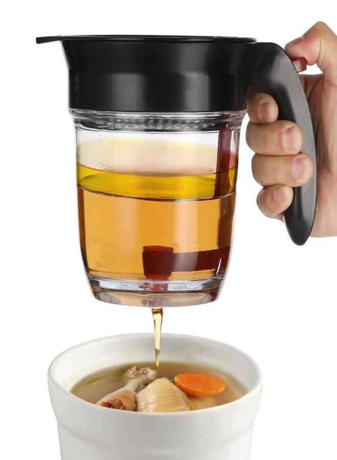 NIMBLOOM Grease Separator with Bottom Release, 33.8 oz Large Capacity Gravy Separator, Plastic Oil Strainer with Filter, Clear Measuring Cup Body, Ideal for Kitchen Broth, Soup, Sauce and Stew - Image 1
