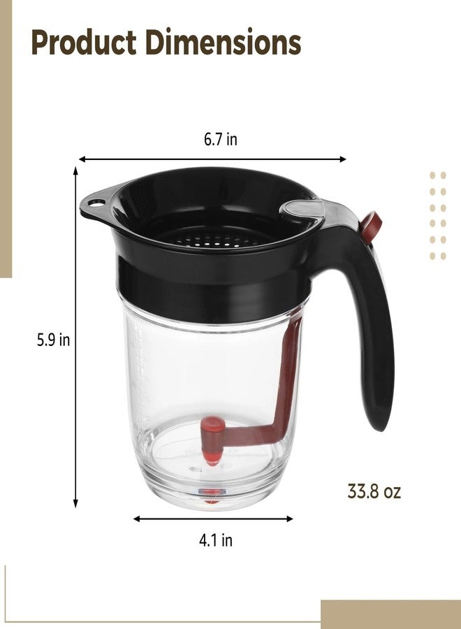 NIMBLOOM Grease Separator with Bottom Release, 33.8 oz Large Capacity Gravy Separator, Plastic Oil Strainer with Filter, Clear Measuring Cup Body, Ideal for Kitchen Broth, Soup, Sauce and Stew - Image 5