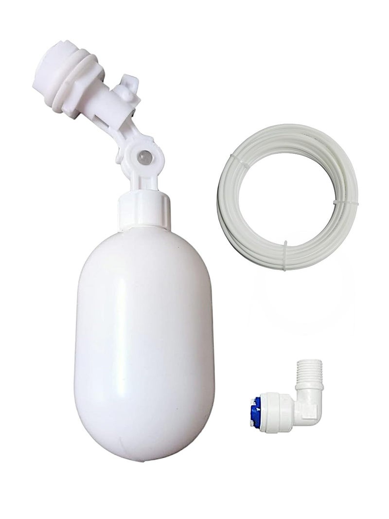 Aqualiquid Ro Plastic Float Ball Valve Shut Off Float And 3 Meter Pipe For for Aquarium, Water Tank, Aquariums, Aquaculture, RO System, Dispenser Pot (Float + 3 Meter Pipe + 1 Elbow) - Image 1