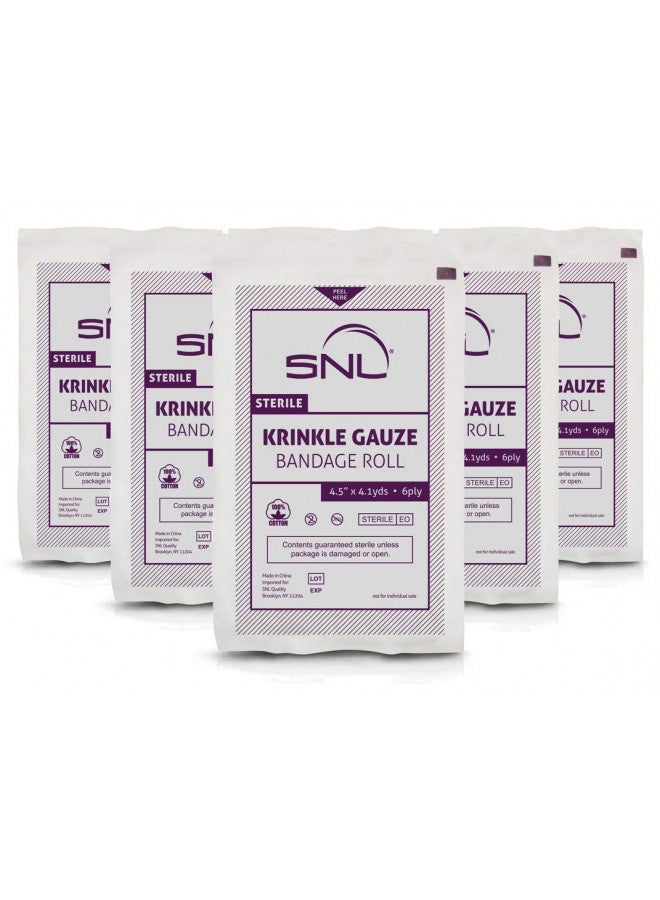 SNL Sterile Krinkle Kerlix Type 4 1/2" x 4 1/8 Yds, Latex Free, Hospital Grade Bandage Roll - Pack of 6 - Image 1