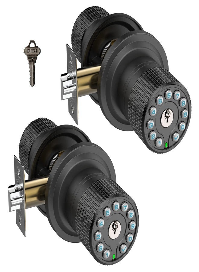 iulock Smart Door Knob with Keypad and Key,Keyless Entry Door Lock with Rubber Grip, Auto Lock,50 User Code,Waterproof, Easy to Install and Program for Bedroom Garage Office Gate (Golden) - Image 1