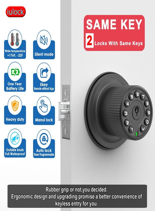 iulock Smart Door Knob with Keypad and Key,Keyless Entry Door Lock with Rubber Grip, Auto Lock,50 User Code,Waterproof, Easy to Install and Program for Bedroom Garage Office Gate (Golden) - Image 3