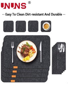 UNUNS Placemats Set Of 6,Felt Placemats Coasters Cutlery Set With 6 Placemats,6 Coasters,And 6 Cutlery Bags,Washable Wipeable Felt Place Mats,Heat-Resistant Non-Slip Table Place Mats For Home And Restaurant  - Image 2