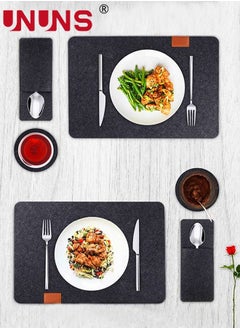 UNUNS Placemats Set Of 6,Felt Placemats Coasters Cutlery Set With 6 Placemats,6 Coasters,And 6 Cutlery Bags,Washable Wipeable Felt Place Mats,Heat-Resistant Non-Slip Table Place Mats For Home And Restaurant  - Image 3