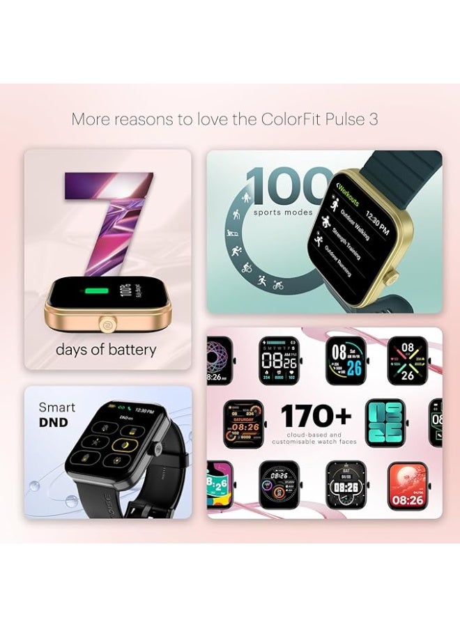 Noise ColorFit Pulse 3 with 1.96" Biggest Display Bluetooth Calling Smart Watch, Premium Build, Auto Sport Detection & 170+ Watch Faces Smartwatch for Men & Women - Midnight Black - Image 3