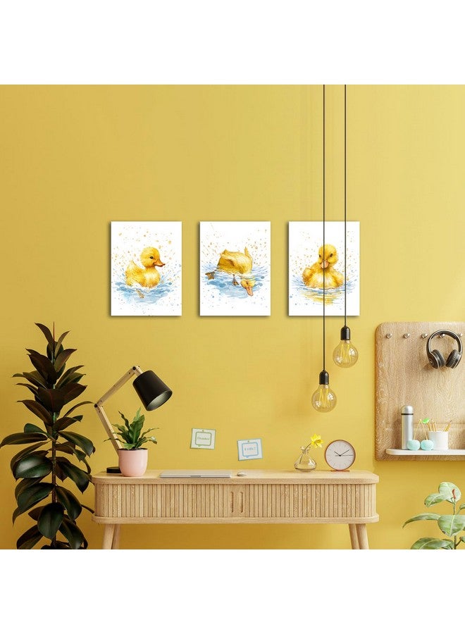 Derkymo Yellow Duck Canvas Wall Art Abstract Animal Picture Baby Duck in the Water Picture Print - Image 3