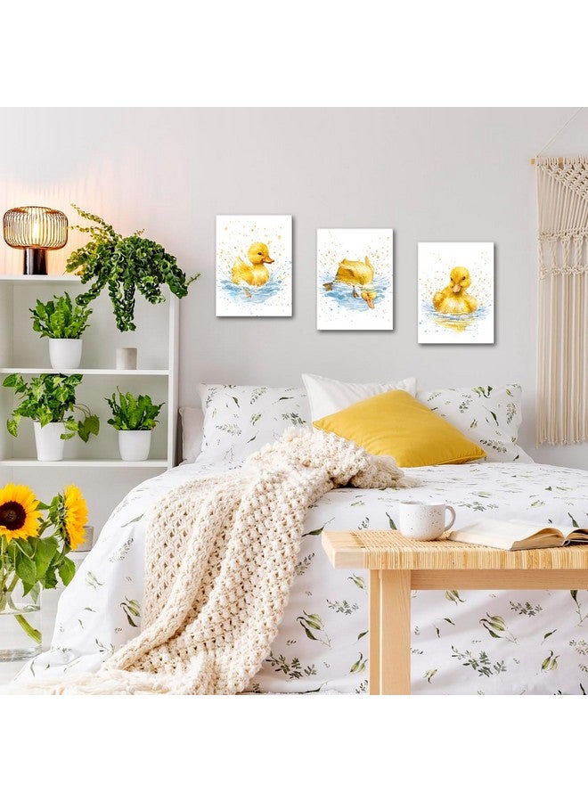 Derkymo Yellow Duck Canvas Wall Art Abstract Animal Picture Baby Duck in the Water Picture Print - Image 4
