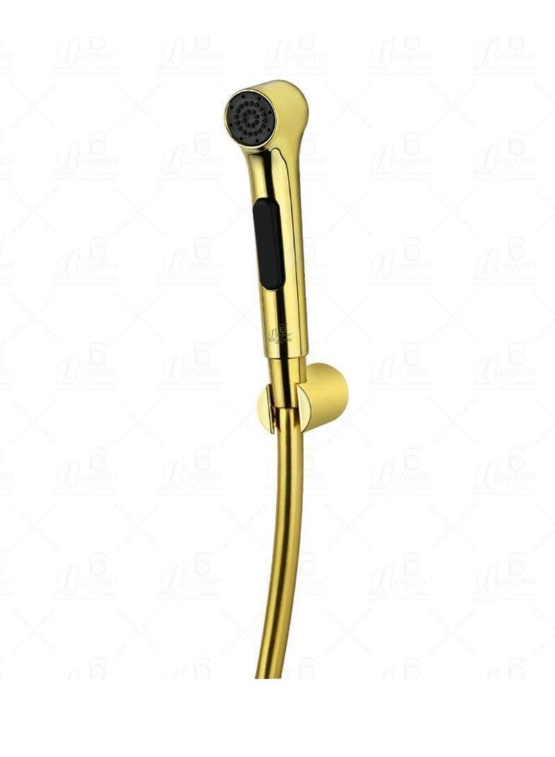 B Bagno BBAGNO SF02 Bidet Sprayer Luxury Anti-twist Design Made of Multi-Color PVC Plastic and 22 Bar Pressure Hand Shower Bright Gold - Image 2