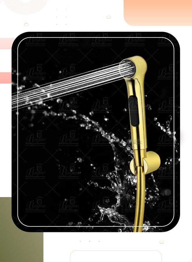 B Bagno BBAGNO SF02 Bidet Sprayer Luxury Anti-twist Design Made of Multi-Color PVC Plastic and 22 Bar Pressure Hand Shower Bright Gold - Image 1