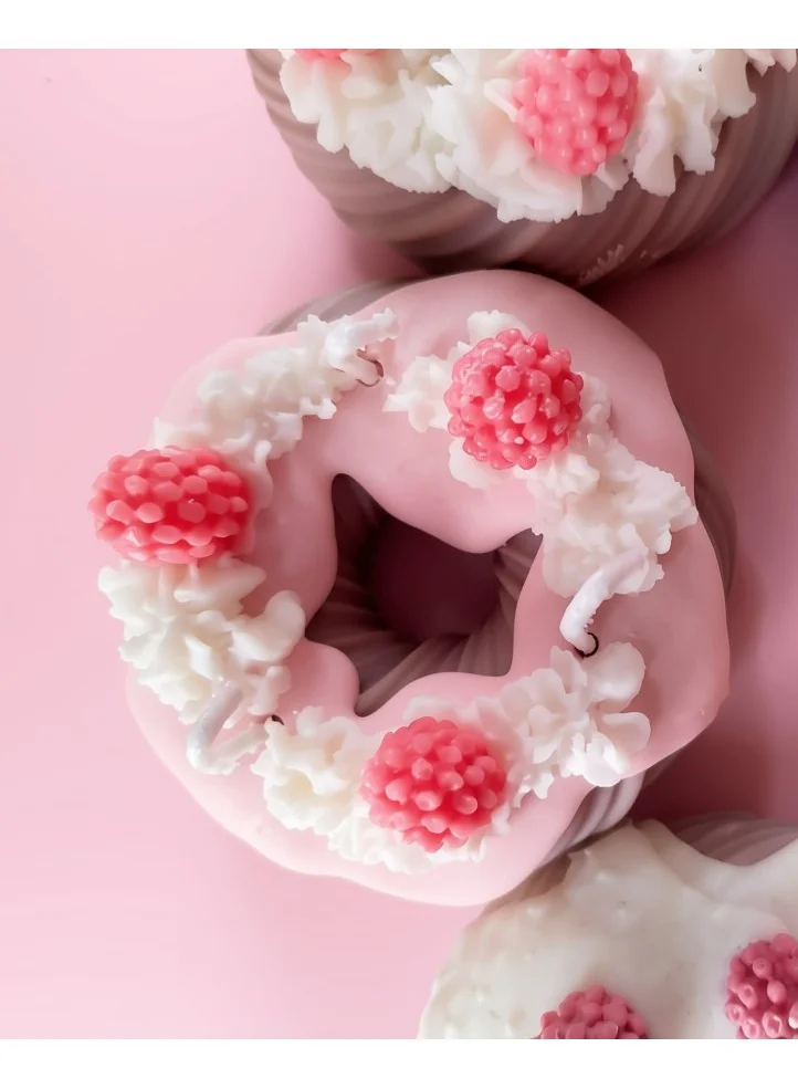 Florence Decorative Soy Wax Donut Candles for Home Decor, Table Styling,, Gifting and Events, Strawberry/Vanilla