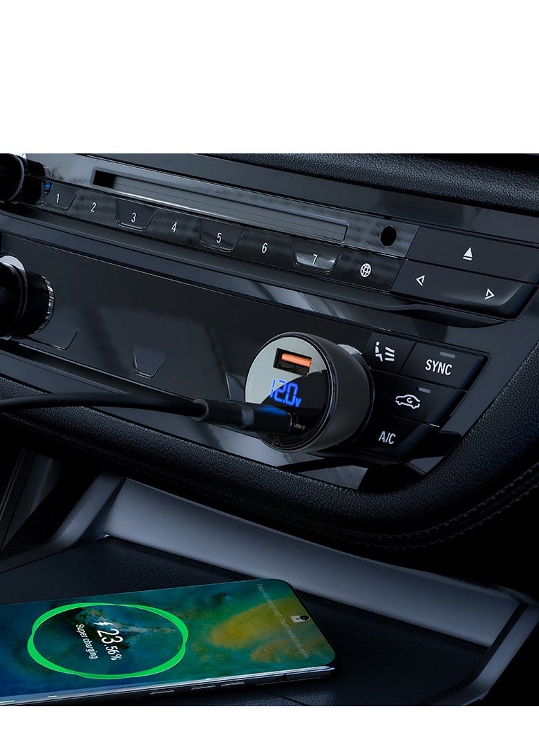 ACEFAST - ACEFAST B6 metal car charger 63W (USB-A+USB-C) with digital display - Image 1