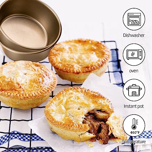 Yomvzake Air Fryer Mini Pie Pan Tart Tins, Jumbo Muffin Cupcake Pan 4 Inch Air Fryer Hamburger Bun Mold, 3PCS Non-Stick Air Fryer Egg Baking Pan Individual Pazookie Mini Cake Pans for Baking - Image 5