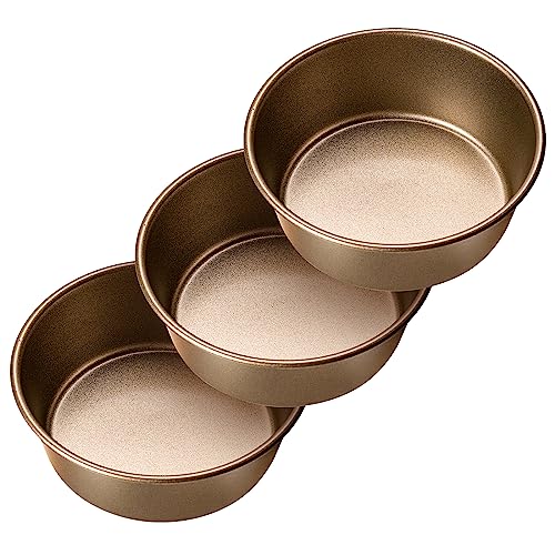 Yomvzake Air Fryer Mini Pie Pan Tart Tins, Jumbo Muffin Cupcake Pan 4 Inch Air Fryer Hamburger Bun Mold, 3PCS Non-Stick Air Fryer Egg Baking Pan Individual Pazookie Mini Cake Pans for Baking - Image 1