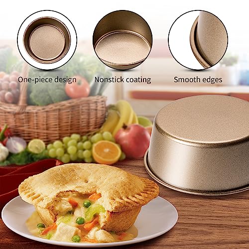 Yomvzake Air Fryer Mini Pie Pan Tart Tins, Jumbo Muffin Cupcake Pan 4 Inch Air Fryer Hamburger Bun Mold, 3PCS Non-Stick Air Fryer Egg Baking Pan Individual Pazookie Mini Cake Pans for Baking - Image 2