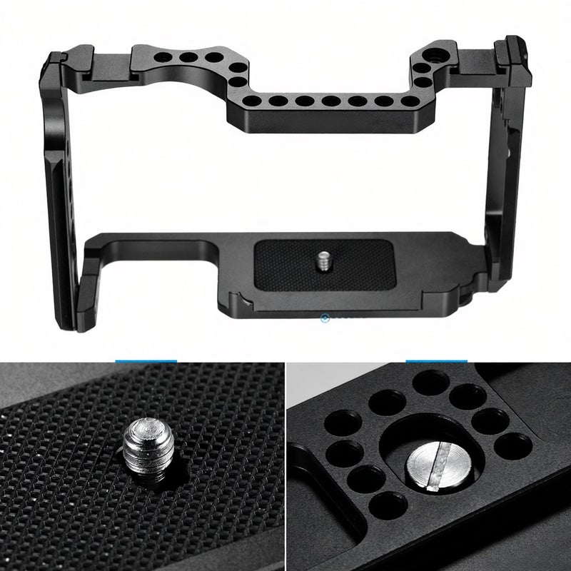 Camera Cage Aluminum Alloy with 1/4 Inch& 3/8 Inch Screw Holes Dual Cold Shoe Mount Compatible with Canon 5DS 5DR 5D Mark IV/III/II - Image 3