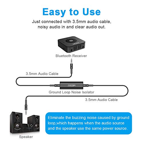 ZIOCOM Ground Loop Noise Isolator, Noise Filter, Eliminate The Buzzing Noise for Your Car Audio System/Home Stereo with Jack 3.5mm Audio Cable (1 Pack) - Image 3