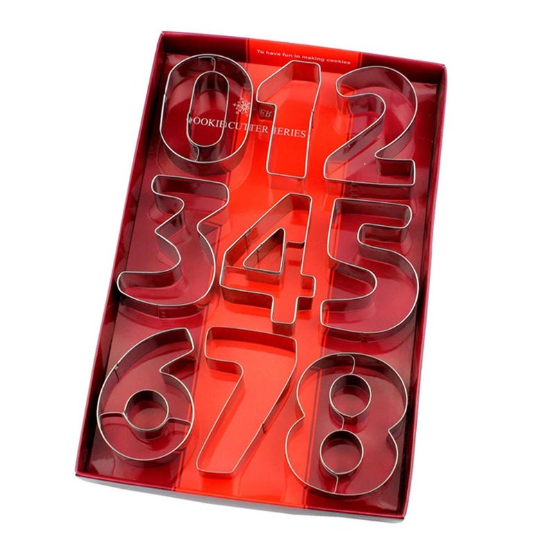 Inn Diary Large Number Cookie Cutters 9pcs Biscuits Stainless Steel Cutter Set Fondant Cake Decorating Tools - Image 1