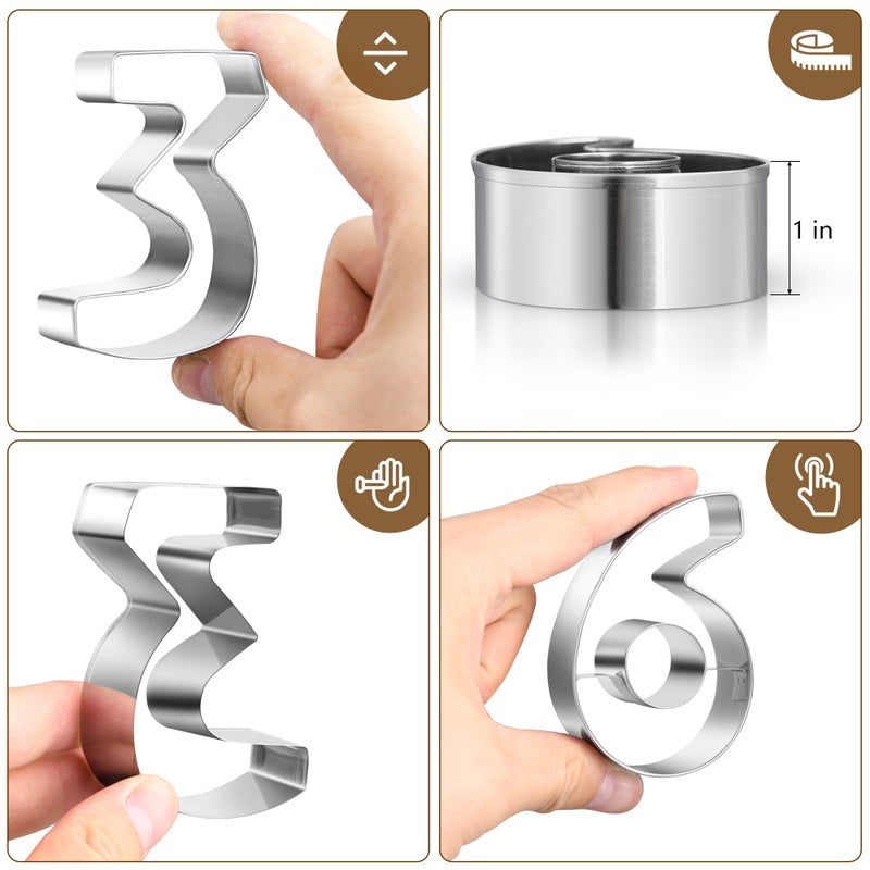 Inn Diary Large Number Cookie Cutters 9pcs Biscuits Stainless Steel Cutter Set Fondant Cake Decorating Tools - Image 4