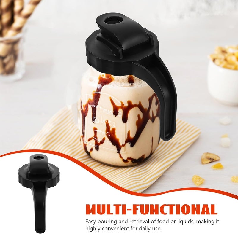 Wide Mouth Mason Jar Plastic Lid with Handle 86Mm Black Reusable Pour Spout Cover for Kitchen Canning and Drink Storage - Image 3
