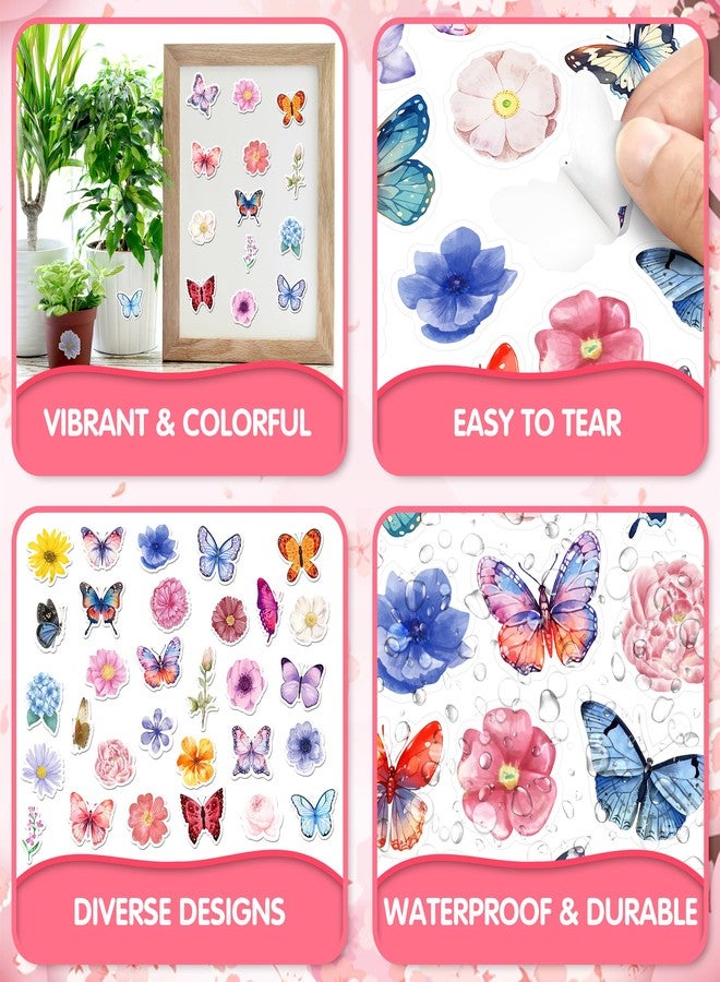 LINAYE 24 Sheets Butterfly & Flower Stickers for Kids Adults, Spring Decorative Stickers Bulk for Crafts Envelops Scrapbooking, Spring Party Favors Supplies for Kids Classroom - Image 3