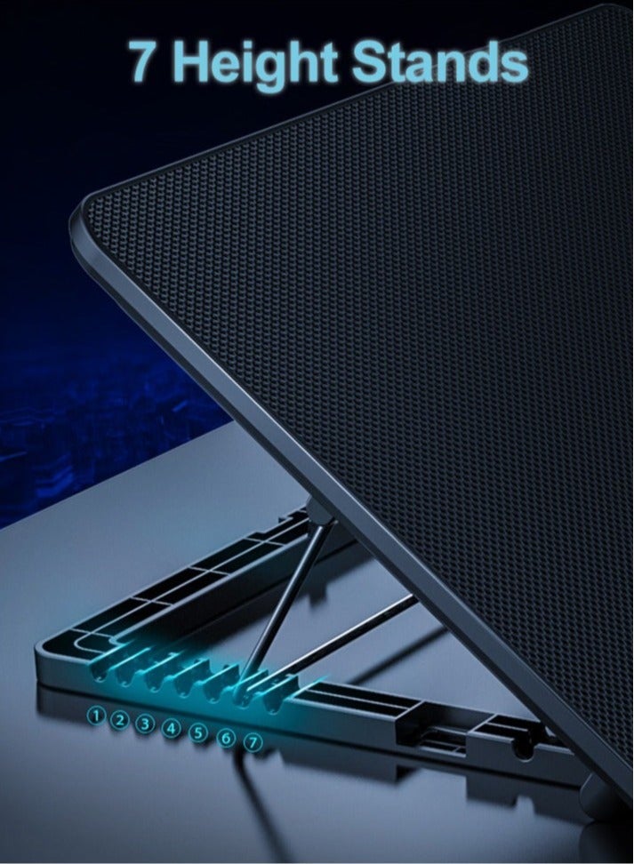 Loquat Laptop Cooling Pad, Laptop Cooler with 10 Quiet Fans Compatible with major laptop sizes form Normal to gaming, LED Display Fan Speed, 7 Height Stands  - Image 4