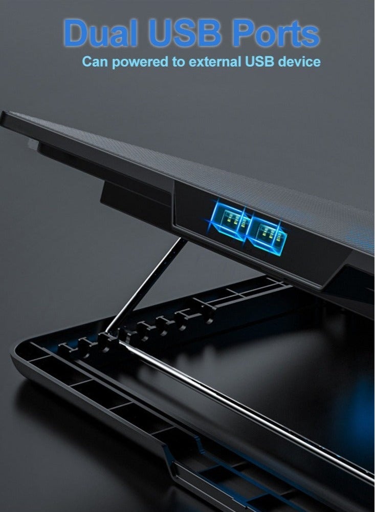 Loquat Laptop Cooling Pad, Laptop Cooler with 10 Quiet Fans Compatible with major laptop sizes form Normal to gaming, LED Display Fan Speed, 7 Height Stands  - Image 2
