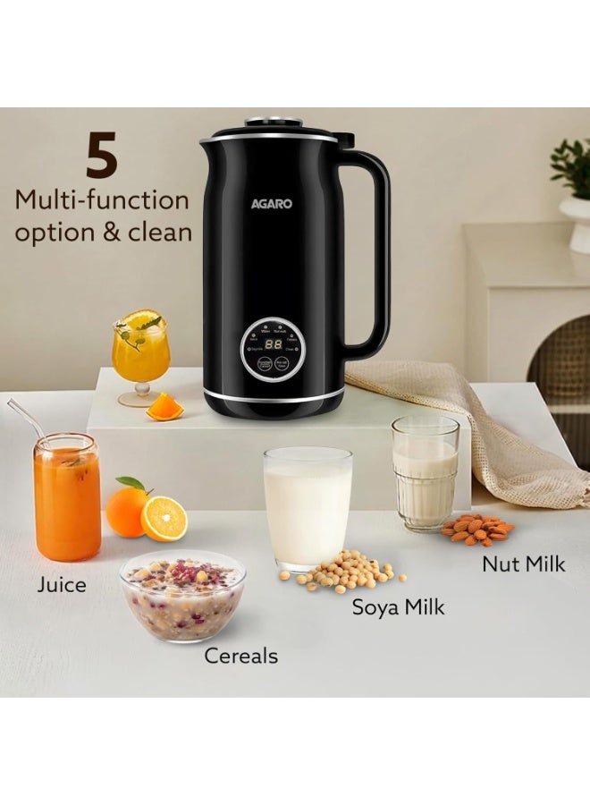 AGARO Regency Automatic Nut Milk Maker, Vegan Milk Machine, Make Vegan Milk From Nuts, Almonds, Soya, Oats etc, Boil Water, Juice, Cereals, Stainless Steel Body, 600ml, Black - Image 3