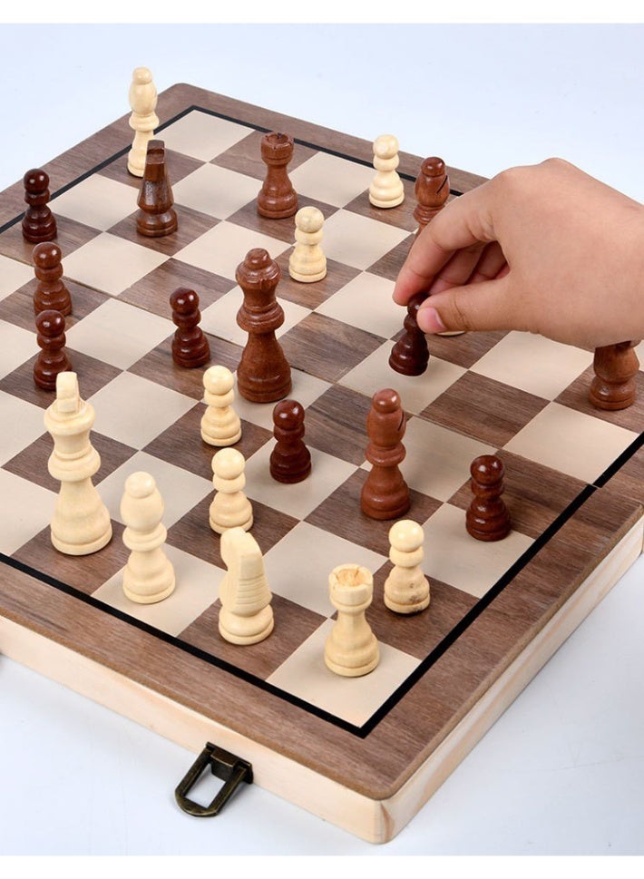 Magnetic Wooden Chess Set Folding Chessboard Set with Internal Storage Travel Chessboard Game Suitable for Children and Adults - Image 5