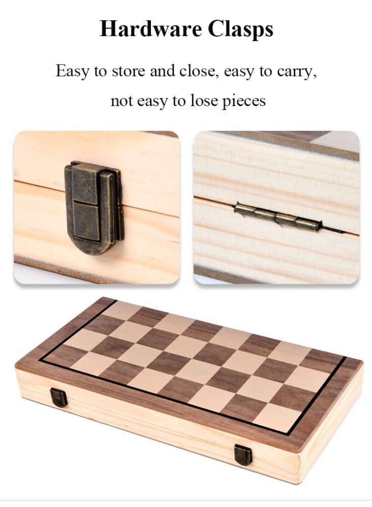 Magnetic Wooden Chess Set Folding Chessboard Set with Internal Storage Travel Chessboard Game Suitable for Children and Adults - Image 3