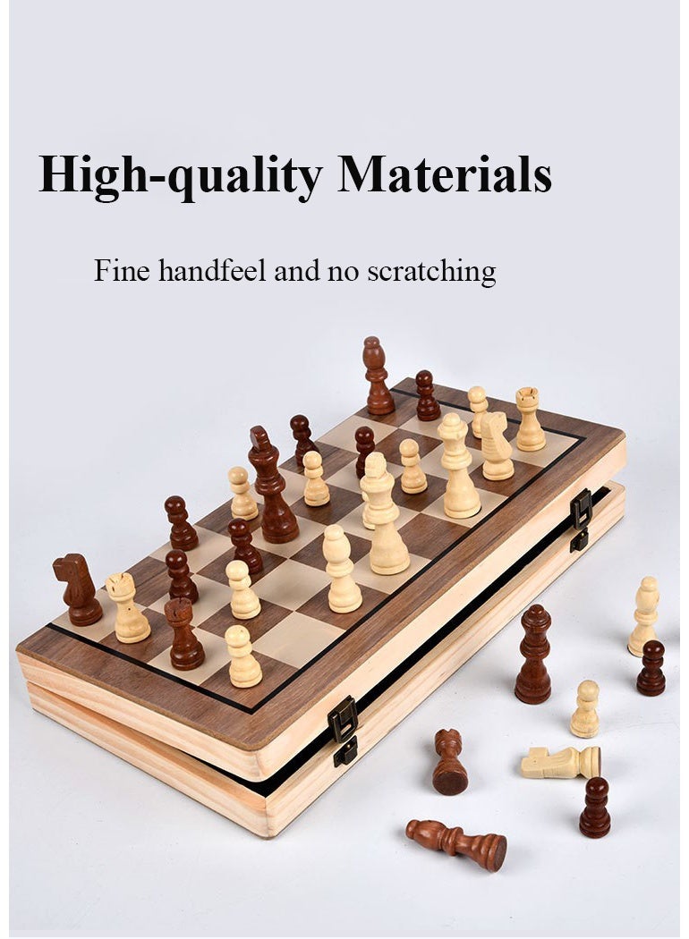 Magnetic Wooden Chess Set Folding Chessboard Set with Internal Storage Travel Chessboard Game Suitable for Children and Adults - Image 2